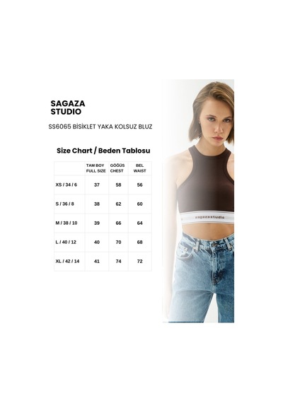 Sagaza Studio Ss6065 Bisiklet Yaka Bluz Kahverengi