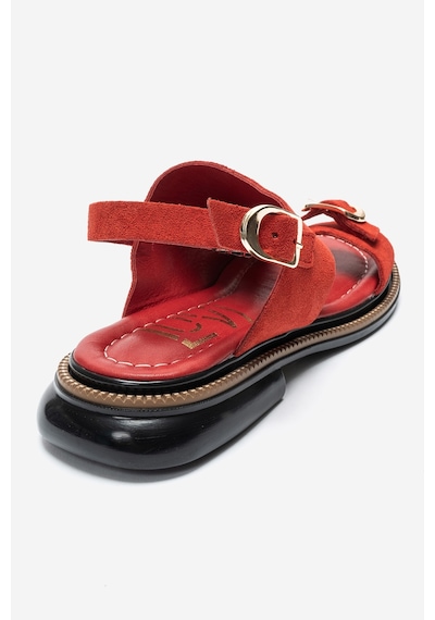 Luvi Shoes Cruel Kırmızı Süet Hakiki Deri Kadın Sandalet