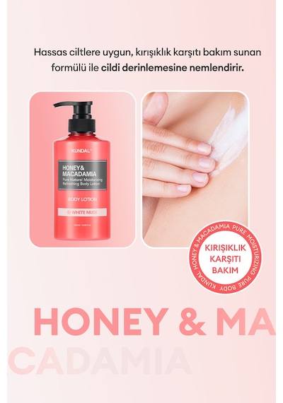 Nemlendirici Ve Besleyici Vücut Losyonu Kundal Honey & Macadamia Pure Body Lotion 500ml White Musk