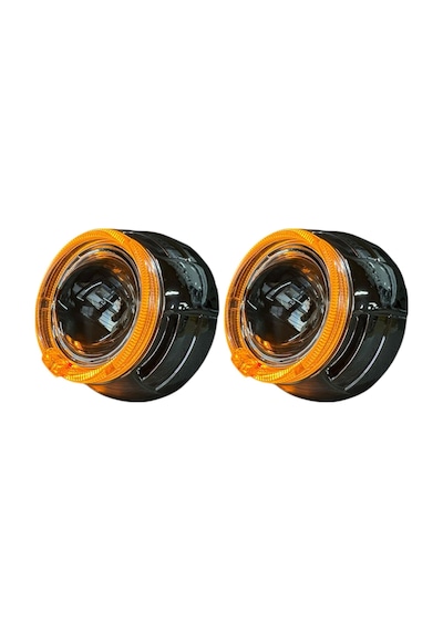 3 İnç Bi Xenon Mercek + Cy6 Model Turuncu Beyaz Sinyalli Angelli Kapak Set
