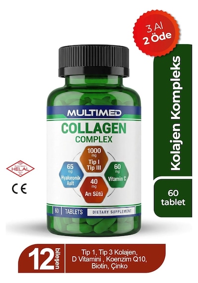 Multimed Kolajen 1000 Mg Cilt Elastikiyeti & Eklem Destek Formülü 60 Tablet