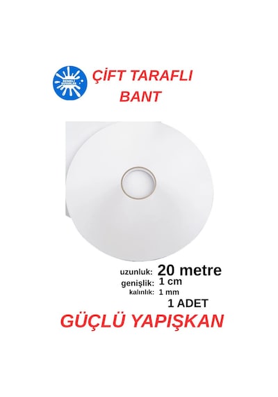 1 Adet 20 Metre Uzunluğunda 1,sınıf Kaliteli Çift Taraflı Bant Ofis Salon Çerçeve Kırtasiye Bantlama
