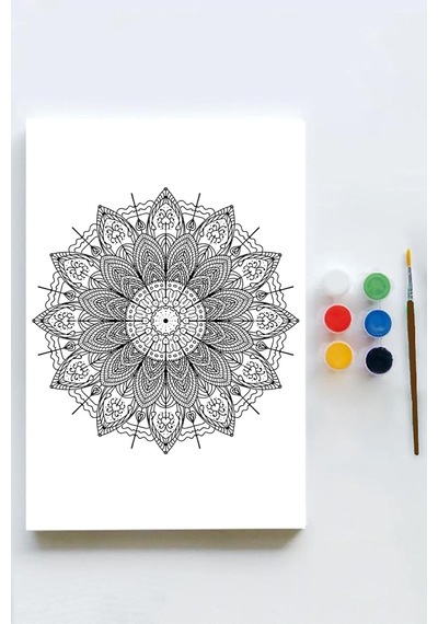 Mandala Tuval Kanvas Tablo Boyama Hobi Seti 13 50x70cm -