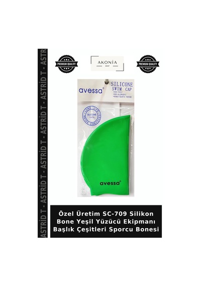Özel Üretim Sc-709 Silikon Bone Yeşil Yüzücü Ekipmanı Başlık Çeşitleri Sporcu Bonesi