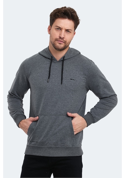Slazenger Obra In Erkek Kapüşonlu Cepli Koyu Gri Sweatshirt Koyu Gri