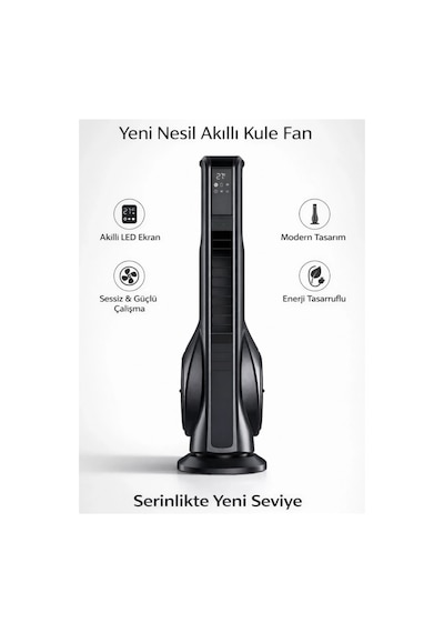 Kule Tipi Vantilatör Turbo Akıllı Fan - Hava Temizleme & Aromaterapi Özellikli - 70w Serinletici Fan