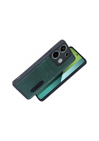 Newface Xiaomi Redmi 15c 4g Sara Kartvizitli Deri Kılıf - Yeşil