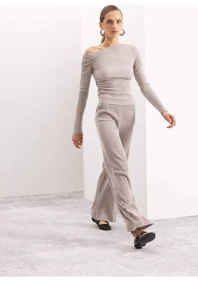 Defacto Wide Leg Bürümcük Pantolon D5141AX24AUGR302 Gri