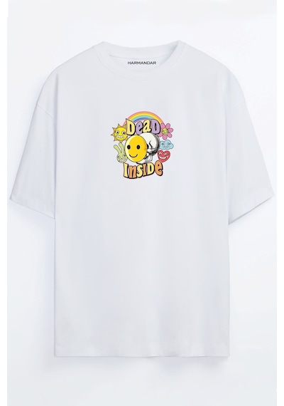 Dead Inside Depresyon Siyah - Beyaz Oversize T-shirt Beyaz