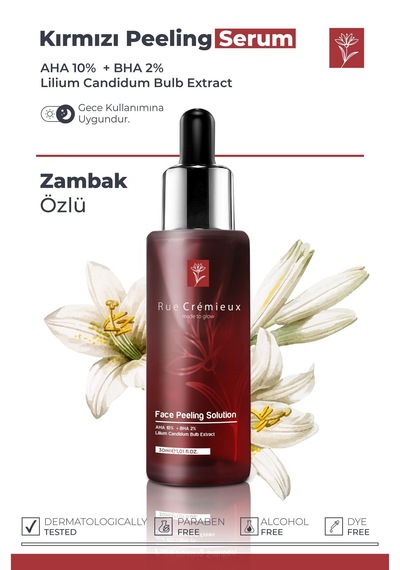 Aha & Bha Cilt Tonu Eşitleyici Ve Zambak Özlü Kırmızı Peeling Cilt Serumu 30ml-aha 10% Bha 2%-tk