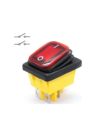 30A 250V On-Off Anahtar Yüksek Akım Kcd4 4 Pin Buton IP67 Su Geçirmez Led Işıklı