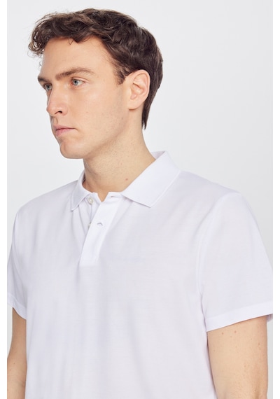 AC&Co / Altınyıldız Classics Erkek Beyaz Pamuklu Slim Fit Dar Kesim Polo Yaka Tişört Beyaz