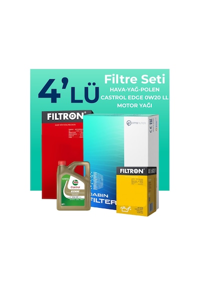 Filtron Honda HR-V 1.5 Benzin Filtre Bakım Seti Castrol Motor Yağlı (2015-2021) 4 Lü
