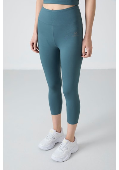 Tommylife Orman Yeşili Yüksek Bel Kapri-crop Atlet Slim Fit Kadın Tayt Takım - 95284 Yeşil