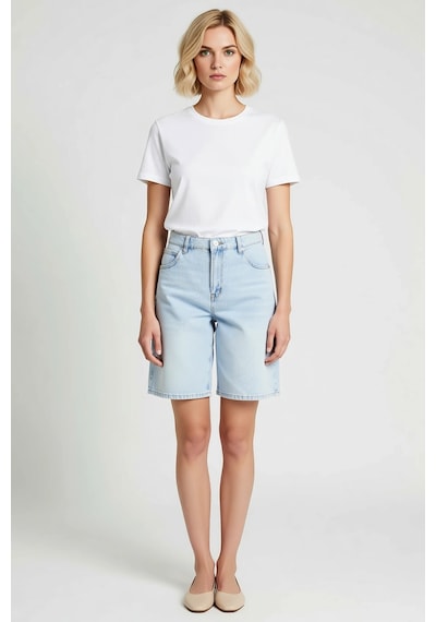 Benerly Kadın Bermuda Yüksek Bel Geniş Paça Düz Desen Denim Rahat Kesim K Açık Mavi Benerly Kadın Bermuda Yüksek Bel Geniş Paça Düz Desen Denim Rahat Kesim K Açık Mavi