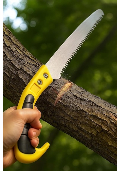 Budama Testeresi, 30 Cm Paslanmaz Çelik Dişli Bıçak, 17 Cm Ergonomik Saplı, Ağaç Dalları Ve Bah