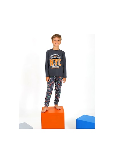 Vitmo Erkek Çocuk Uzun Kollu Pamuklu Pijama Takımı West Coast Antrasit