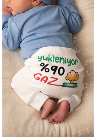 Bebegen Unisex Ekru Yükleniyor %90 Gaz Baskılı Manşetli Tek Alt Çok Renkli