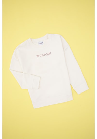 U.S. Polo Assn. Kız Çocuk Krem Bisiklet Yaka Sweatshirt 50317960-VR256