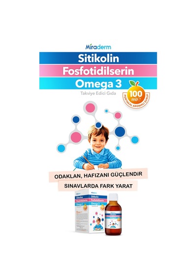 Miraderm Cognizin Sitikolin Fosfotidilserin Omega 3 Portakal Aromalı Şurup 100ml