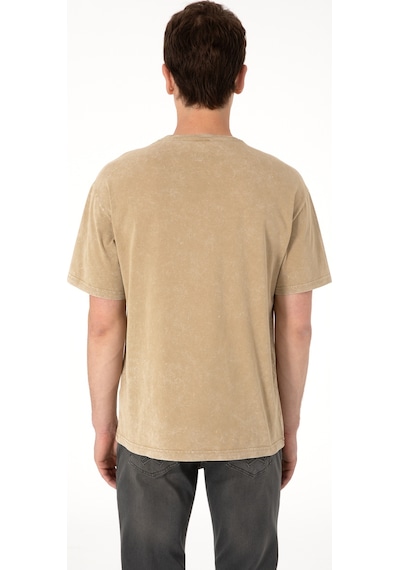 U.S. Polo Assn. Erkek Comfort Fit Bisiklet Yaka Haki Yıkamalı Tişört 50306878-VR027