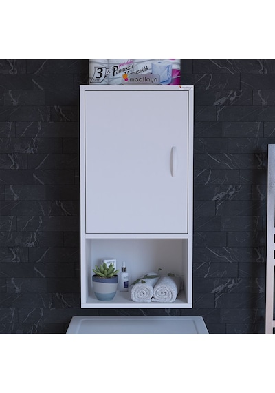 Şile Asma Dolap 50 X 88,4 X 32,5 Cm Makine Üstü Dolap Çamaşır Makinesi Üstü Dolabı Beyaz