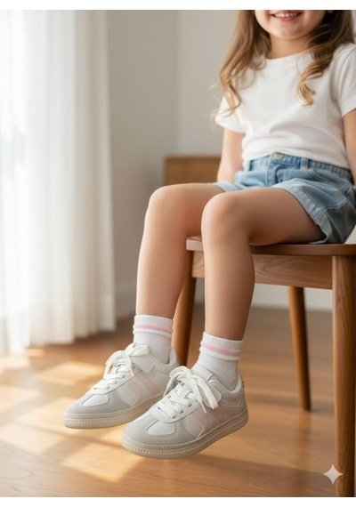 Fort Cool Berry Anatomik Rahat Cırtlı Sneaker Kız Çocuk Ayakkabı Beyaz-pudra