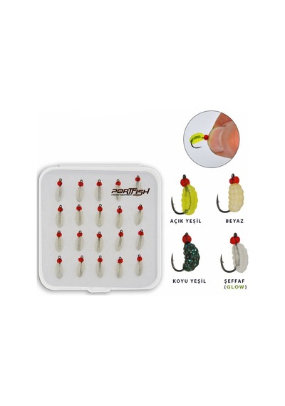 Portfish Kurtcuk İğneli Silikon Yem 20 Adetli Set