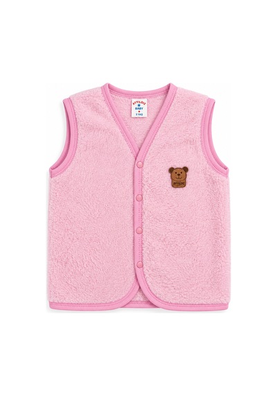 Beniizle Ayıcık Detaylı Unisex Peluş Yelek Pembe