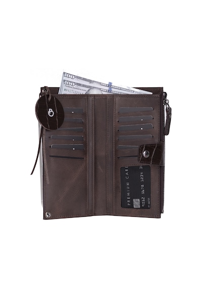 Bloominbag Mocha Croco Lozan Hakiki Süet Çapraz Askılı Telefon Bölmeli Cüzdan Çanta Kahverengi