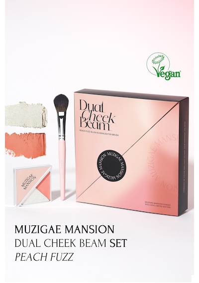 Allık Ve Aydınlatıcı Paleti + Fırça Seti Muzıgae Mansıon Dual Cheek Beam Set 02 Peach Fuzz 02 Peach Fuzz