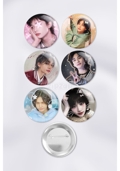 Hyunjin Stray Kids Kpop Çanta Süsü Rozet İğneli Buton Rozet Seti 6 Adet Altılı
