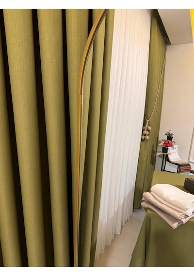 Nivemeshome Roma Keten 1/3 Sık Pileli Yeşil Fon Perde Apm Yeşil
