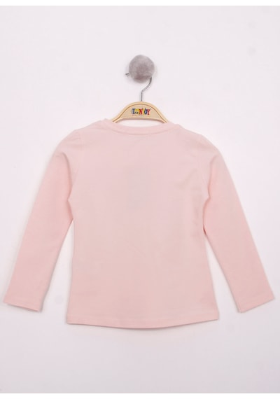 Toontoy Kids Toontoy Kız Çocuk Göğsü Pul Nakışlı T-shirt Pudra