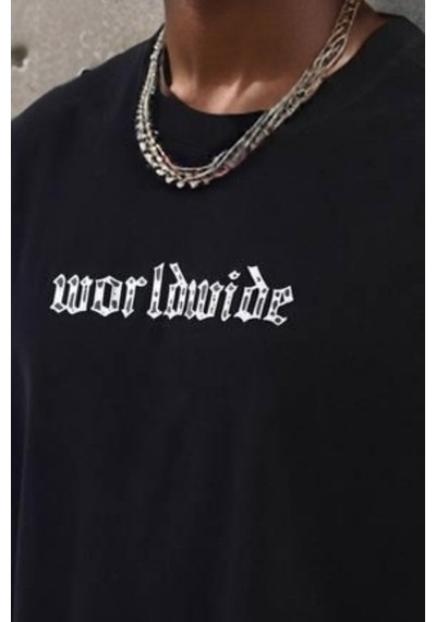Balenbi Unisex Bisiklet Yaka Oversize Kalıp Penye Tişört 1004 Siyah