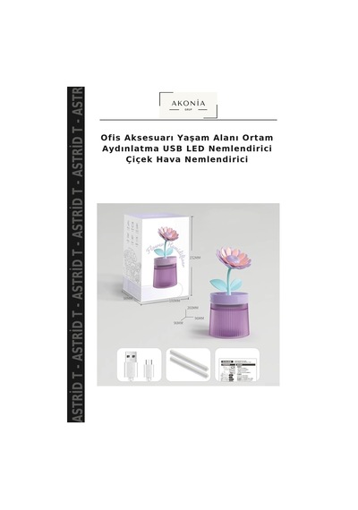 Ofis Aksesuarı Yaşam Alanı Ortam Aydınlatma Usb Led Nemlendirici Çiçek Hava Nemlendirici