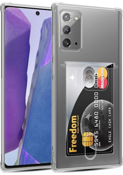 Kvy Samsung Galaxy Uyumlu Note 20 Kamera Korumalı Kartlıklı Setra Şeffaf Silikon Kılıf