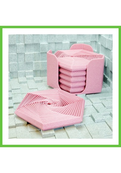 Bezos 3d Baskı Super Fidget Coaster Seti - Altıgen Desenli Bardak Altlığı Ve Tutucu-pembe Dmc