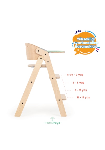 Mamatoyz Mychair All İn One Natural Versiyonu Doğal Ahşap Mama Sandalyesi