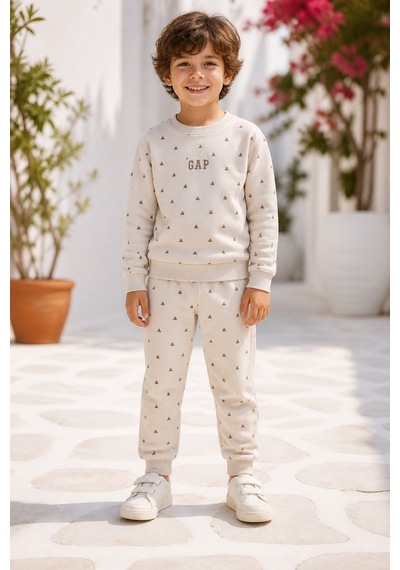 Eray Alp Kids Erkek Çocuk Bej Eşofman Takımı Günlük Rahat Kombin