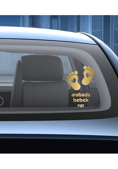 Arabada Bebek Var Sticker - Araba Oto Araç Cam Sticker - 02502 20x14 Cm
