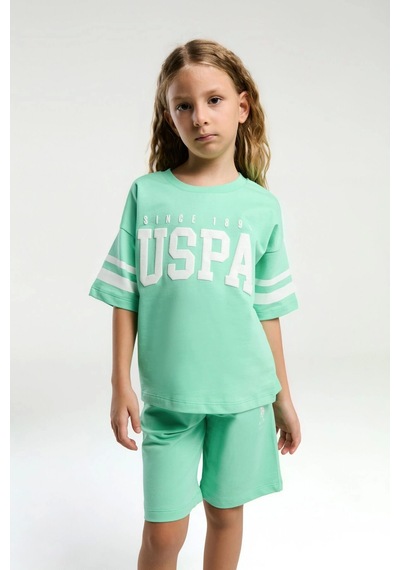 U.S. Polo Assn. Kız Çocuk Bermuda Takım - Bambu Bambu