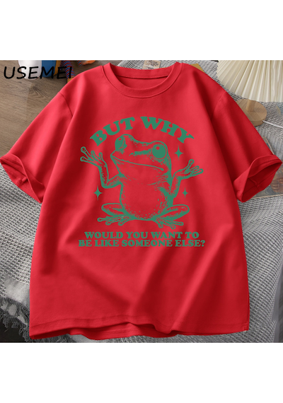 Flood Of Style Ama Neden Başka Biri Gibi Olmak İstersiniz T-shirt Erkekler Retro Komik Kurbağa Grafik T Shir Kırmızı Flood Of Style Ama Neden Başka Biri Gibi Olmak İstersiniz T-shirt Erkekler Retro Komik Kurbağa Grafik T Shir Kırmızı