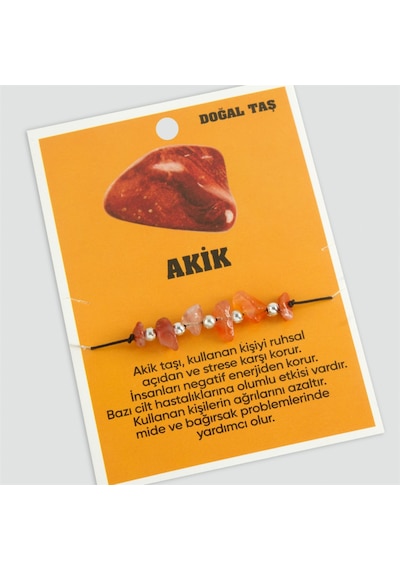 Akik Doğaltaşlı İp Bileklik 0192 Kiremit