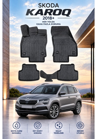 Skoda Karoq 2018+ Aracınıza Özel Üretim Havuzlu Paspas Takımı A+ -mod-