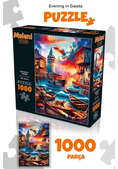 1000 Parça Evening In Galata Puzzle - Galata Kulesi Manzaralı Yapboz 68x48 Cm