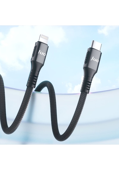 Juo JCBK272-B 27w Usb Type-c To Lightning Örgülü Hızlı Şarj Ve Data Kablosu 2 M