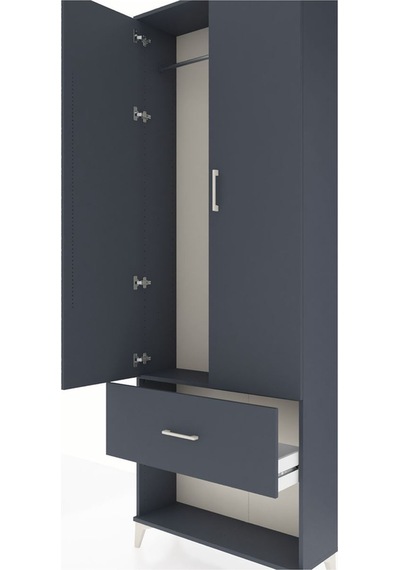 Arges Dolap Tek Raflı Tek Çekmeceli Tek Askılı 88x30x243 Antr... Antrasit