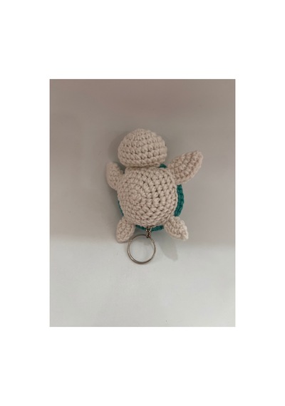 Amigurumi Örgü Kaplumbağa Anahtarlık - El Yapımı Çiçekli Tasarım Turkuaz Turkuaz