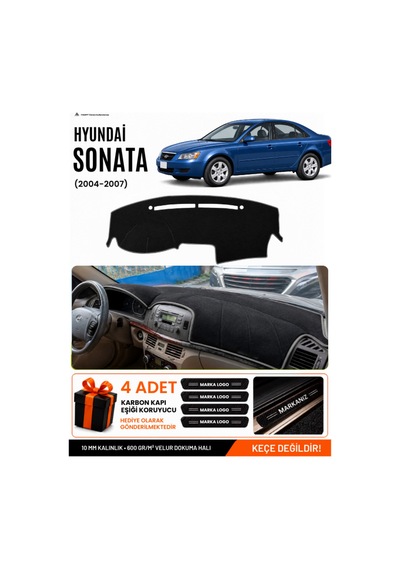 Hyundai Sonata 2004-2007 Uyumlu Torpido Koruma, Torpido Örtüsü, Torpido Kılıfı - Siyah-gri - Hu029